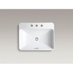 KOHLER K-2660-8-0 Vox Rectangle Vessel with Widespread Faucet Holes, White - Image 4