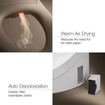 Kohler PureWash E820 Elongated Heated Bidet Toilet Seat, White with Remote Control, Quiet-Close Lid, Automatic Deodorization, Warm Water, Self-Cleaning Wand, Adjustable Water Pressure and Nightlight - Image 5