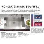 KOHLER 5540-NA Prolific 33 Inch Workstation Stainless Steel Single Bowl Kitchen Sink with Included Accessories, Undermount Installation, Stainless Steel - Image 2