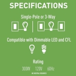 Legrand Pass & Seymour TSDCL303PTCCCV6 Toggle Slide Dimmer CFL/LED/Incandescent, Single-Pole/3-Way, 300W, No De-Rating, White/Light Almond, Ivory (1 Count) - Image 7