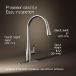 KOHLER 596-VS Simplice Pull Down Kitchen Faucet, 3-Spray Faucet, Kitchen Sink Faucet with Pull Down Sprayer, Vibrant Stainless, High Arch - Image 9