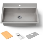 KOHLER Task 33" Top-/Undermount Single-Bowl Workstation Kitchen Sink, Includes Accessories, Stainless Steel, 1 Faucet Hole, K-80084-1PC-NA - Image 15
