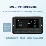 VEVOR Shutter Exhaust Fan, 10'' Wall Mount Attic Fan with Temperature Humidity Controller, 820 CFM, 10-Speed Adjustable, Ventilation and Cooling for Greenhouses, Garages, Chicken Coops, ETL Listed - Image 8