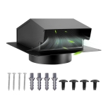 VEVOR 6 inch Hooded Wall Vent Cover, Square AC Vent Gable Cover, Premium SPCC Steel & with Built-in a Protection Screen, for Roofs,Walls,Outside Duct Exhaust Outlets (1 Pack, Black)