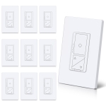 BESTTEN 10 Pack Super Slim Digital Dimmer with Air Gap Power Cut Off Switch, Single Pole or 3 Way Dimmable Light Dimmer Switch, 3 Button Control, Screwless Wallplate Included, ETL Listed, White