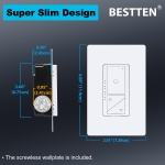 BESTTEN Super Slim Digital Led Dimmer Switch with Air Gap Power Cut Off Switch, 3 Button Control, Single Pole or 3 Way Dimmable Dimmer, Screwless Wallplate Included, ETL Listed, White - Image 8