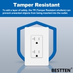 BESTTEN 10 Pack 20 Amp Receptacle Outlet with Tamper Resistant, Screwless Wallplate Included, 20A/125V/2500W, UL Listed, White - Image 6