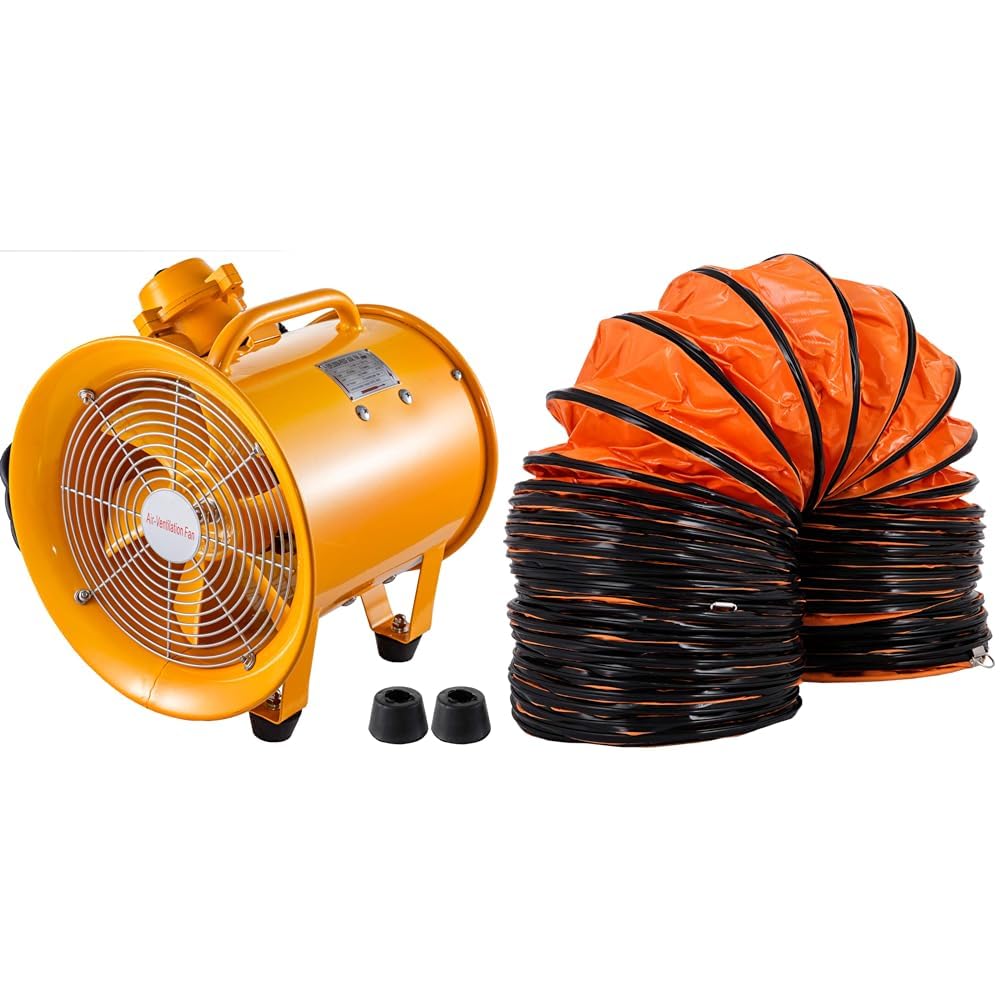 61ub7gUYioL Mophorn Explosion Proof Fan 12 Inch(300mm) Utility Blower 550W 110V 60HZ Speed 3450 RPM & VEVOR 16 FT PVC Flexible Duct Hosing for 12 INCH Exhaust Fan (12IN 16FT) - Image 1
