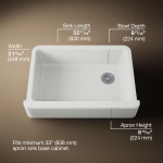 Kohler 5827-0 Whitehaven® 32-3/4" undermount single-bowl farmhouse kitchen sink, White - Image 11