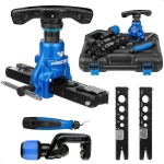 Wisscool Flaring Tool Kit 1/4”-3/4” and 6-19mm, Single 45° 6 Dies Eccentric Tubing Flare Tool with Clutch Deburring Tool Cutter for Copper Pipe Tube(5 in 1 Set)