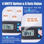Wisscool Digital Torque Wrench, 5-99.6 ft.lb/6.8-135 N.m, HVAC Torque Wrench with 42mm Jaw, 1/2 Drive Ratchet 3/8 Adapter ±2% Accuracy, Vibration Buzzer and LED Indicator for Split AC Moto Car - Image 6