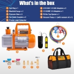 BACOENG 4 CFM AC Vacuum Pump and Gauge Set, HVAC Vacuum Pump Kit with Leak Detector for R134a R410a R12 Refrigerants, with R134a Quick Couplers and Can Tap - Image 7