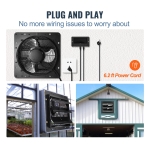 VEVOR Shutter Exhaust Fan, 10'' Wall Mount Attic Fan with Temperature Humidity Controller, 820 CFM, 10-Speed Adjustable, Ventilation and Cooling for Greenhouses, Garages, Chicken Coops, ETL Listed - Image 6