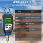 WISSCOOL Digital Vacuum Gauge, HVAC Vacuum Micron Gauge Tester, 1/4" Flare, 0-30000 Microns Range, ±5% Accuracy, 7/16-20UNF Interface with 1/4" SAE Connector and T-Connector, 4 Vacuum Units Switch - Image 3
