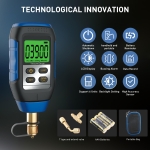 WISSCOOL Digital Vacuum Gauge, HVAC Vacuum Micron Gauge Tester, 1/4" Flare, 0-30000 Microns Range, ±5% Accuracy, 7/16-20UNF Interface with 1/4" SAE Connector and T-Connector, 4 Vacuum Units Switch - Image 5