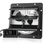 VEVOR Shutter Exhaust Fan, 10'' Wall Mount Attic Fan with Temperature Humidity Controller, 820 CFM, 10-Speed Adjustable, Ventilation and Cooling for Greenhouses, Garages, Chicken Coops, ETL Listed - Image 2