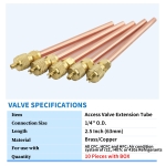 WISSCOOL 10PCS 1/4” HAVC AC Schrader Access Service Valve 1/4'' SAE x 1/4'' OD x 2.5'' Stem Core AC Refrigeration Kit for Vacuum System Refrigerator Charging (with Plastic Box) - Image 7