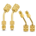 Orion Motor Tech R410a Adapter, 5/16" Female to 1/4" Male Air Conditioner & Hose Connectors for R410a Refrigerant Mini Split HVAC Recharging & More, Set of 4 Angled Adapters