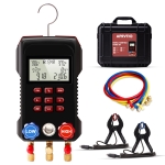Digital HVAC Gauge, Aprvtio AMF-300 AC Manifold Gauge Set with 3000PSI Hoses and 2 Wired Temperature Clamp Probes, Refrigerant Gauges for Automotive HVAC System HVAC Tools Kit R134a R22 R12