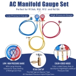 BACOENG AC Gauge Set for R32 R134a R410a R12, Automotive A/C Refrigerant Recharge Kit HVAC Manifold Gauge Set with 5FT Hoses, Quick Couplers, Puncture and Self Sealing Can Tap - Image 5