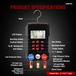 Digital HVAC Gauge, Aprvtio AMF-300 AC Manifold Gauge Set with 3000PSI Hoses and 2 Wired Temperature Clamp Probes, Refrigerant Gauges for Automotive HVAC System HVAC Tools Kit R134a R22 R12 - Image 2