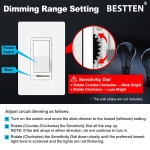 BESTTEN 5 Pack Dimmer Light Switch, Single Pole or 3-Way, Compatible with Dimmable LED, CFL, Incandescent and Halogen Bulb, LED Slide Dimmer Switch, Neutral Wire Not Required, 120VAC, UL Listed, White - Image 7