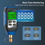 WISSCOOL Digital Vacuum Gauge, HVAC Vacuum Micron Gauge Tester, 1/4" Flare, 0-30000 Microns Range, ±5% Accuracy, 7/16-20UNF Interface with 1/4" SAE Connector and T-Connector, 4 Vacuum Units Switch - Image 7