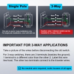BESTTEN 10 Pack Super Slim Digital Dimmer Light Switch, Quiet Rocker, Max 300W LED, CFL, 600W Halogen, Single Pole or 3 Way Dimmable Switch, Screwless Wallplate Included, ETL Listed, White - Image 3