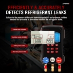 Digital HVAC Gauge, Aprvtio AMF-300 AC Manifold Gauge Set with 3000PSI Hoses and 2 Wired Temperature Clamp Probes, Refrigerant Gauges for Automotive HVAC System HVAC Tools Kit R134a R22 R12 - Image 6