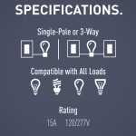 Legrand radiant TM873WSLCC10 15 Amp Rocker Wall Switch with Locator Light, 3-Way Pole Decorator Light Switches, White (1 Count) - Image 4