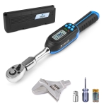 Wisscool Digital Torque Wrench, 5-99.6 ft.lb/6.8-135 N.m, HVAC Torque Wrench with 42mm Jaw, 1/2 Drive Ratchet 3/8 Adapter ±2% Accuracy, Vibration Buzzer and LED Indicator for Split AC Moto Car