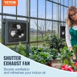 VEVOR Shutter Exhaust Fan, 10'' Wall Mount Attic Fan with Temperature Humidity Controller, 820 CFM, 10-Speed Adjustable, Ventilation and Cooling for Greenhouses, Garages, Chicken Coops, ETL Listed - Image 9