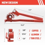 WISSCOOL Tube Bender 3-in-1 Tubing Pipe Bender for Soft Copper, Aluminum, Metal, Pipe Bender 180° (1/4" 5/16" 3/8" Red) - Image 2