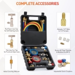WISSCOOL AC Gauges HVAC Manifold Gauge Set for R134 R22 R12 R502, with 5ft Hoses Couplers Adapters Puncturing Can Tap Tools for R134a Refrigerants Charging and Evacuation - Image 2