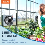 VEVOR 10'' Shutter Exhaust Fan, High-speed 820 CFM, Aluminum Wall Mount Attic Fan with AC-motor, Ventilation and Cooling for Greenhouses, Garages, Sheds, Shops, FCC (No Power Plug Included) - Image 9