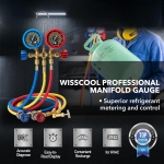 WISSCOOL AC Gauges HVAC Manifold Gauge Set for R134 R22 R12 R502, with 5ft Hoses Couplers Adapters Puncturing Can Tap Tools for R134a Refrigerants Charging and Evacuation - Image 6