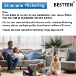 BESTTEN 5 Pack Dimmer Light Switch, Single Pole or 3-Way, Compatible with Dimmable LED, CFL, Incandescent and Halogen Bulb, LED Slide Dimmer Switch, Neutral Wire Not Required, 120VAC, UL Listed, White - Image 6