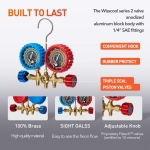 WISSCOOL AC Gauges HVAC Manifold Gauge Set for R134 R22 R12 R502, with 5ft Hoses Couplers Adapters Puncturing Can Tap Tools for R134a Refrigerants Charging and Evacuation - Image 3