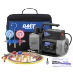 Orion Motor Tech A2L AC Vacuum Pump and Gauge Set, for R1234yf R32 R134a R410A Systems with 3.5 cfm Sparkless Ignition Proof Vacuum Pump, 3 Way AC Gauges Quick Couplers Can Taps Hoses Thermometer