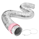 VEVOR 4 Inch Insulated Flexible Duct R-6.0，25 Feet Long with 2 Duct Clamps, Heavy-Duty Three Layer Protection Air Ducting Hose for HVAC Heating Cooling Ventilation and Exhaust Ductwork Insulation