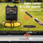 VEVOR Sewer Inspection Camera, 300 ft/91.5 m, 9" Pipeline Camera w/DVR & 512Hz Locator, IP68 Waterproof, 12 LEDs, 16 GB SD Card for Sewer, Drain & Duct Pipe Plumbing - Image 6